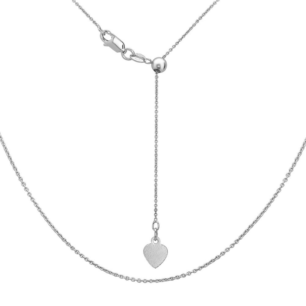 Sterling Silver Adjustable Rolo Chain - Rhodium Plated