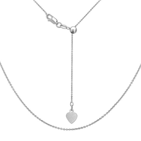 Sterling Silver Adjustable Rolo Chain - Rhodium Plated