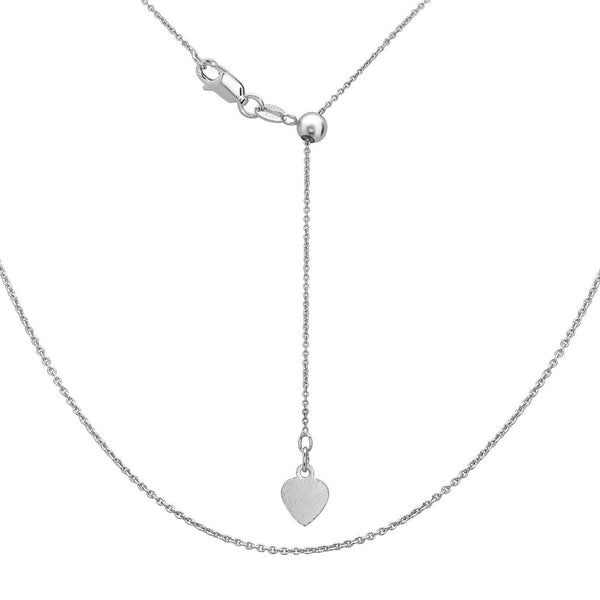 Sterling Silver Adjustable Rolo Chain - Rhodium Plated