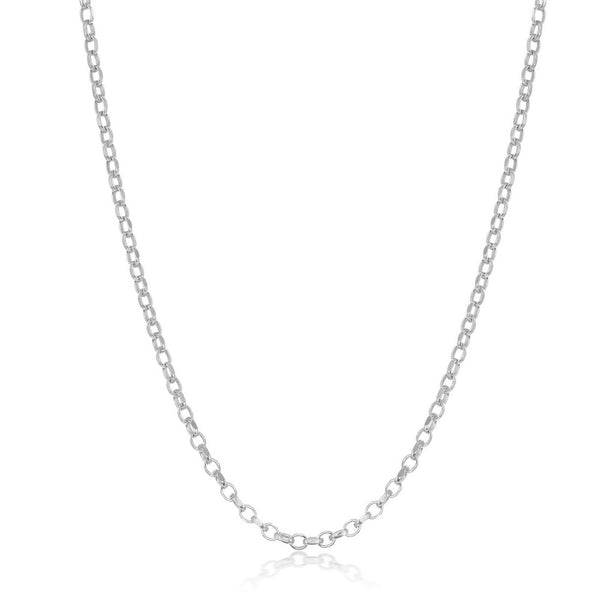Sterling Silver Diamond-Cut Rolo Chain - Rhodium Plated