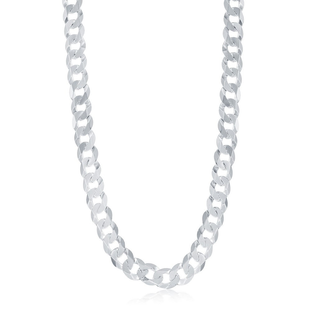 Sterling Silver 9.2mm Cuban Chain - Rhodium Plated