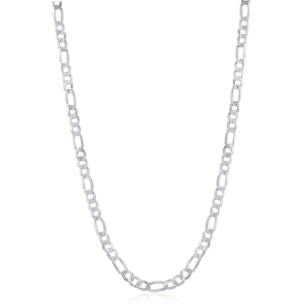 Sterling Silver 3.3mm Figaro Chain - Rhodium Plated