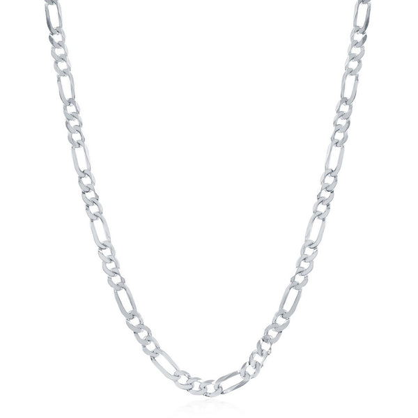 Sterling Silver 4.2mm Figaro Chain - Rhodium Plated