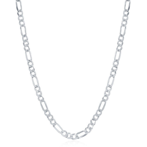 Sterling Silver 4.2mm Figaro Chain - Rhodium Plated