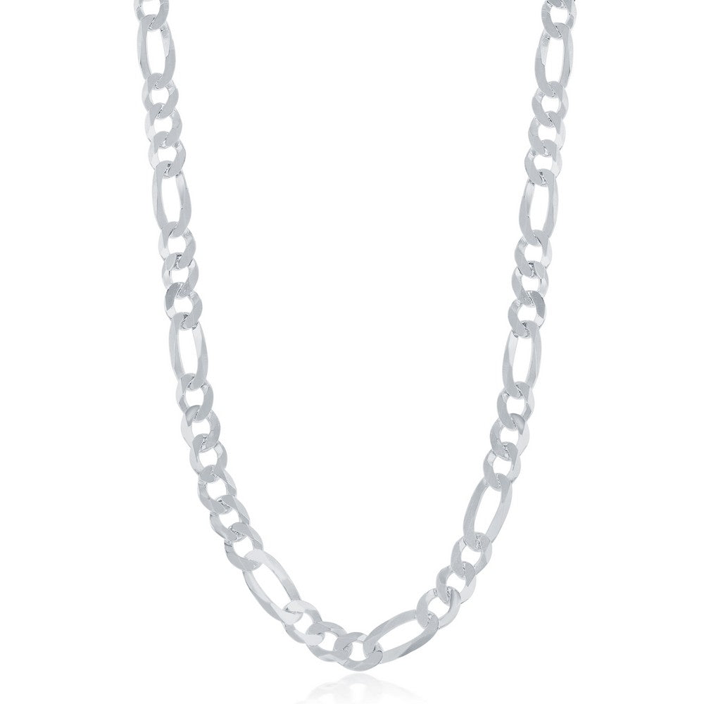 Sterling Silver 5.8mm Figaro Chain -Rohdium Plated