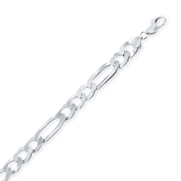 Sterling Silver 7.5mm Figaro Chain - Rhodium Plated