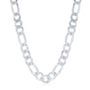 Sterling Silver 7.5mm Figaro Chain - Rhodium Plated