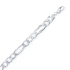 Sterling Silver 8.6mm Figaro Chain - Rhodium Plated