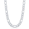 Sterling Silver 8.6mm Figaro Chain - Rhodium Plated