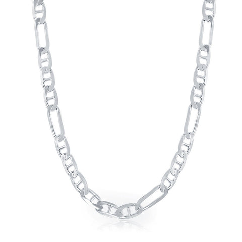 Sterling Silver 6mm Figaro Gucci Chain - Rhodium Plated