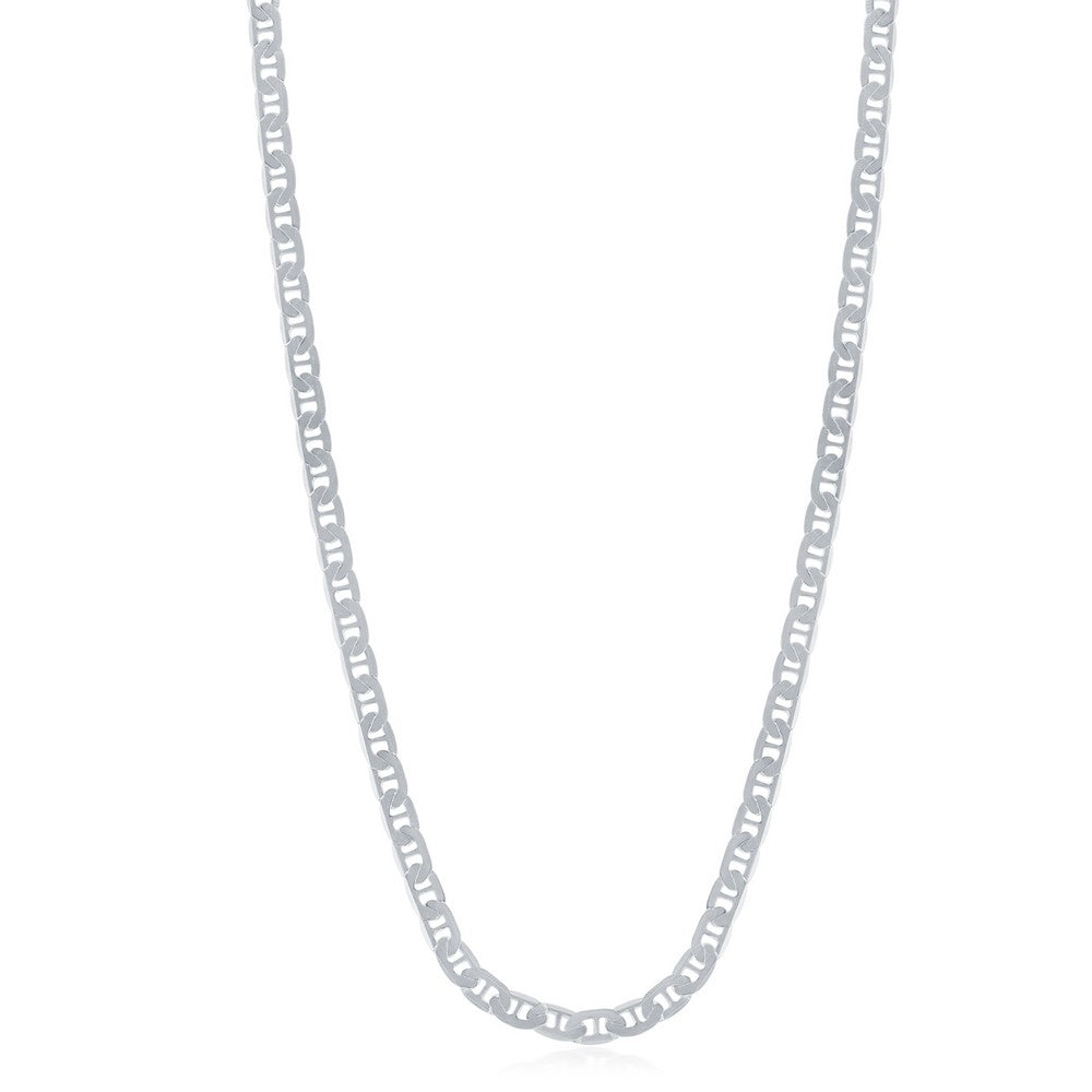 Sterling Silver 3.5mm Flat Marina Chain - Rhodium Plated