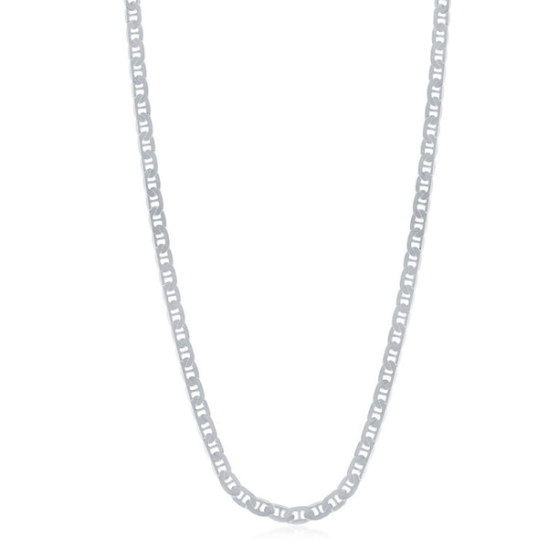 Sterling Silver 3.5mm Flat Marina Chain - Rhodium Plated