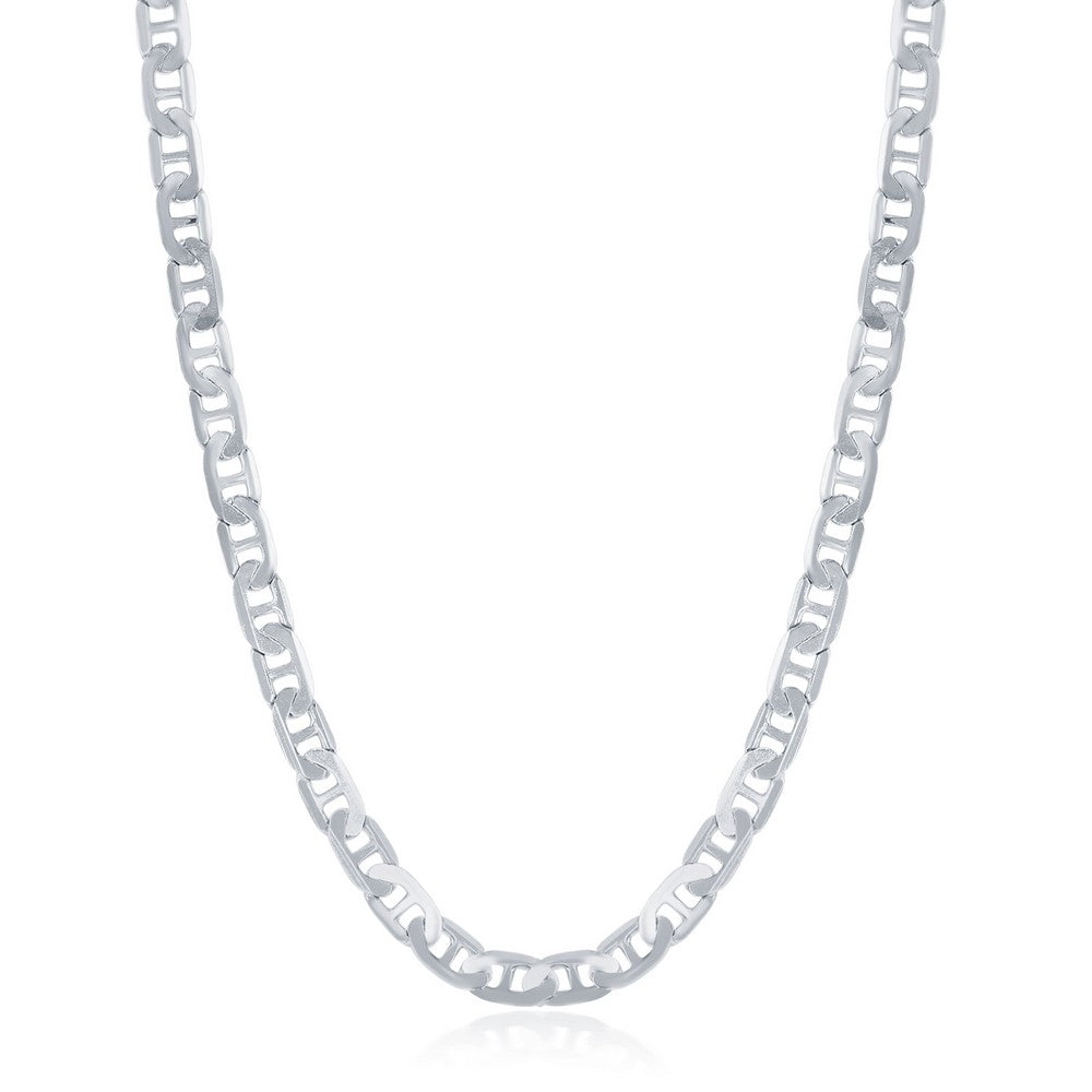 Sterling Silver 4.1mm Flat Marina Chain - Rhodium Plated