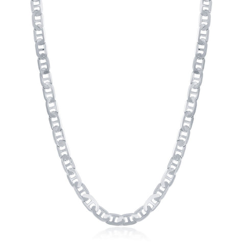 Sterling Silver 4.1mm Flat Marina Chain - Rhodium Plated