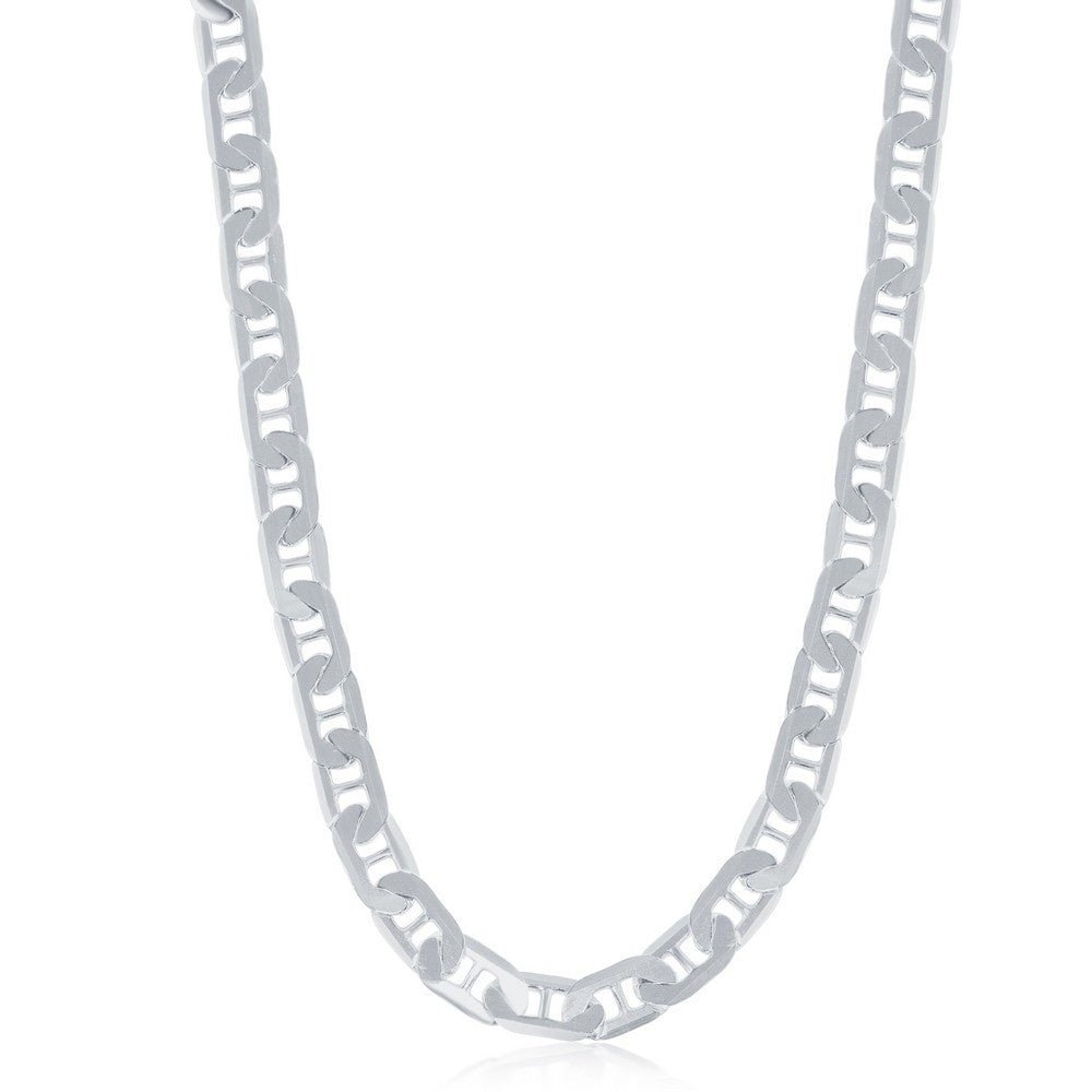 Sterling Silver 5.8mm Flat Marina Chain - Rhodium Plated