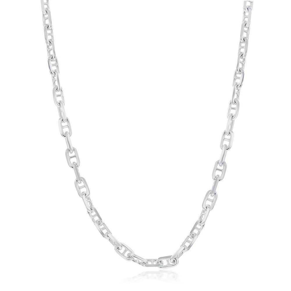 Sterling Silver 4.6mm Anchor Marina Chain - Rhodium Plated