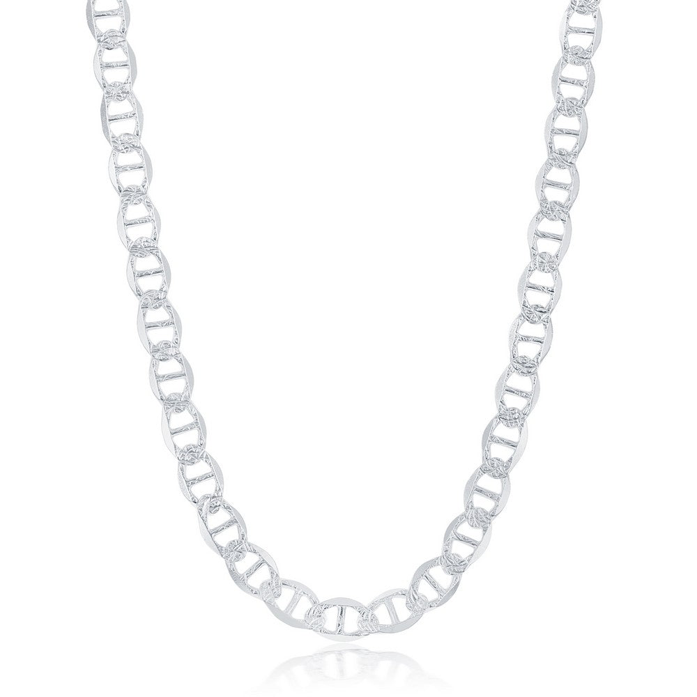Sterling Silver 7mm Pave Marina Chain - Rhodium Plated