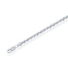 Sterling Silver Solid Diamond-Cut 3mm Rope Chain - Rhodium Plated