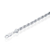 Sterling Silver Solid Diamond-Cut 5mm Rope Chain - Rhodium Plated