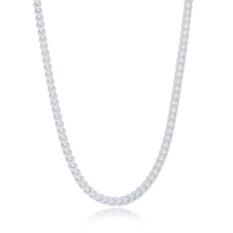 Sterling Silver 3mm Franco Chain (100 Gauge) - Rhodium Plated