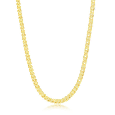 Sterling Silver 3mm Franco Chain (100 Gauge) - Gold Plated