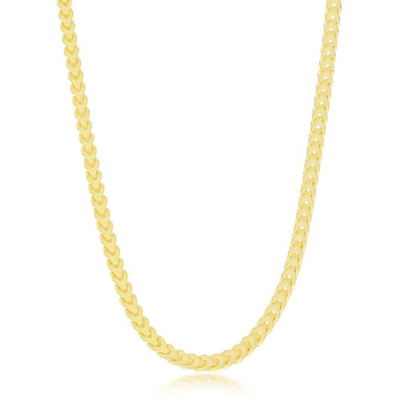 Sterling Silver 3mm Franco Chain (100 Gauge) - Gold Plated