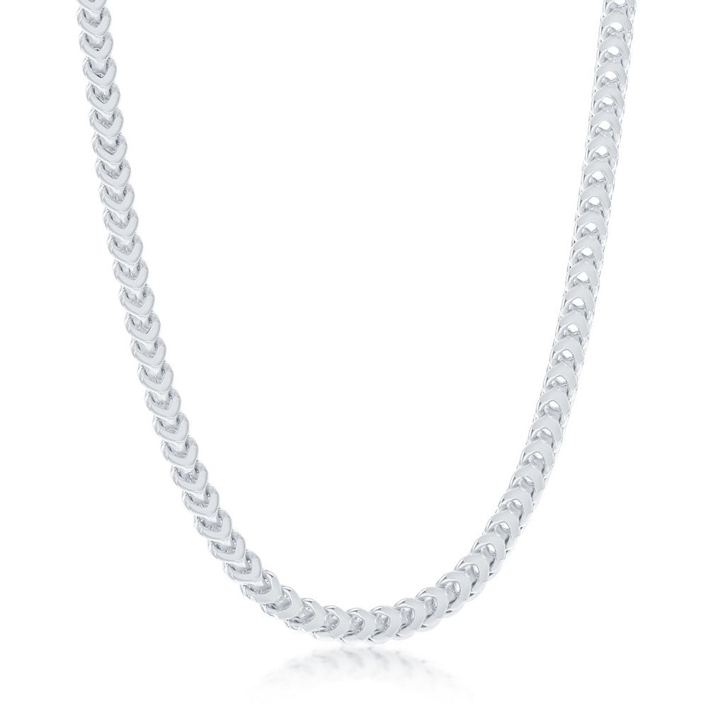 Sterling Silver 4mm Franco Chain (120 Gauge) - Rhodium Plated