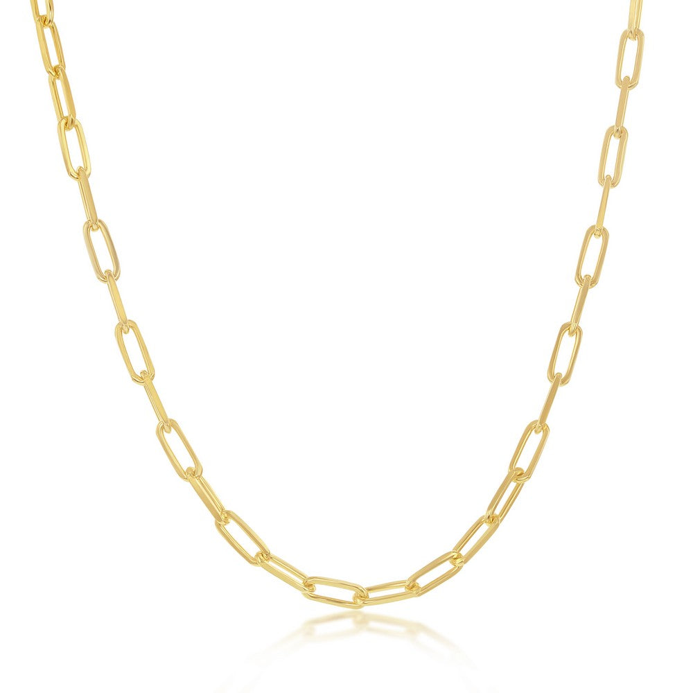Sterling Silver 2.8mm Paper Clip Linked Chain - Gold Plated