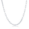 Sterling Silver 2.8mm Paper Clip Linked Chain - Rhodium Plated