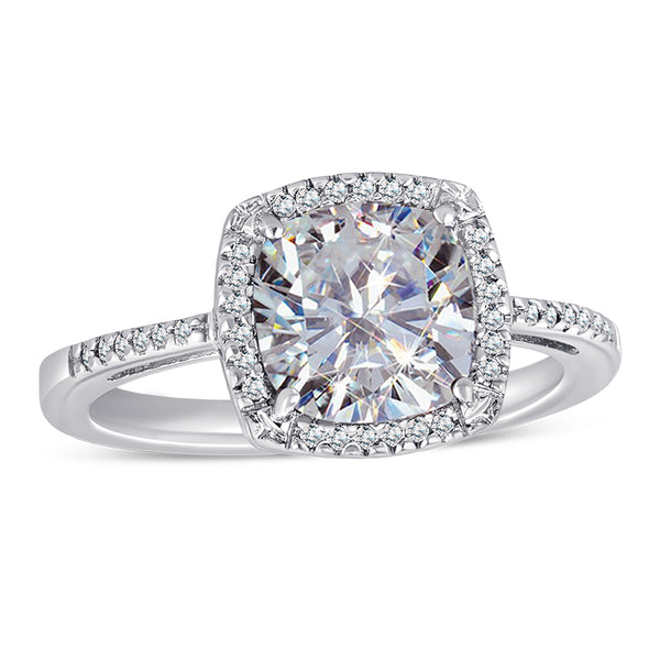 Sterling Silver Ring with White Topaz and Diamond
