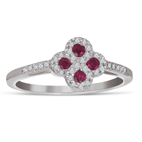 Sterling Silver Ring with Ruby and Diamond