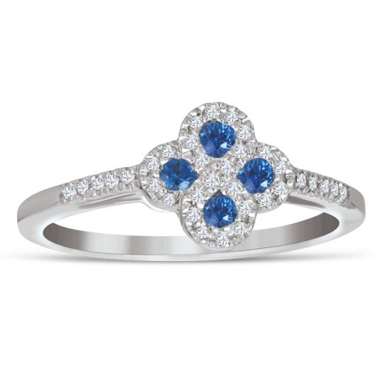 Sterling Silver Ring with Sapphire and Diamond