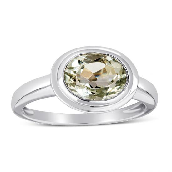 Sterling Silver Ring with Green Amethyst