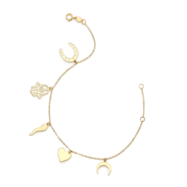 14kt Gold 7 inches Yellow Finish 13.5mm Polished 0.75 inches Extender Fancy Bracelet with Spring Ring Clasp