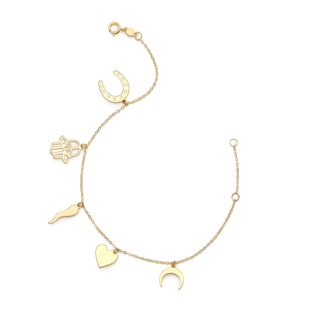14kt Gold 7 inches Yellow Finish 13.5mm Polished 0.75 inches Extender Fancy Bracelet with Spring Ring Clasp