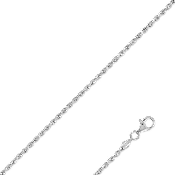 Sterling Silver 2.3MM Rope Chain - Silver Plated