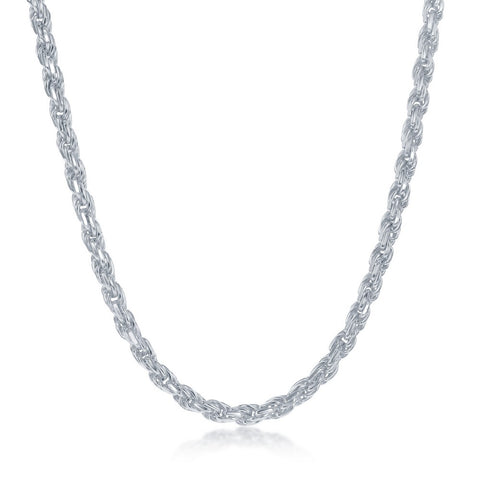 Sterling Silver 3.7mm Rope Chain - Silver Plated