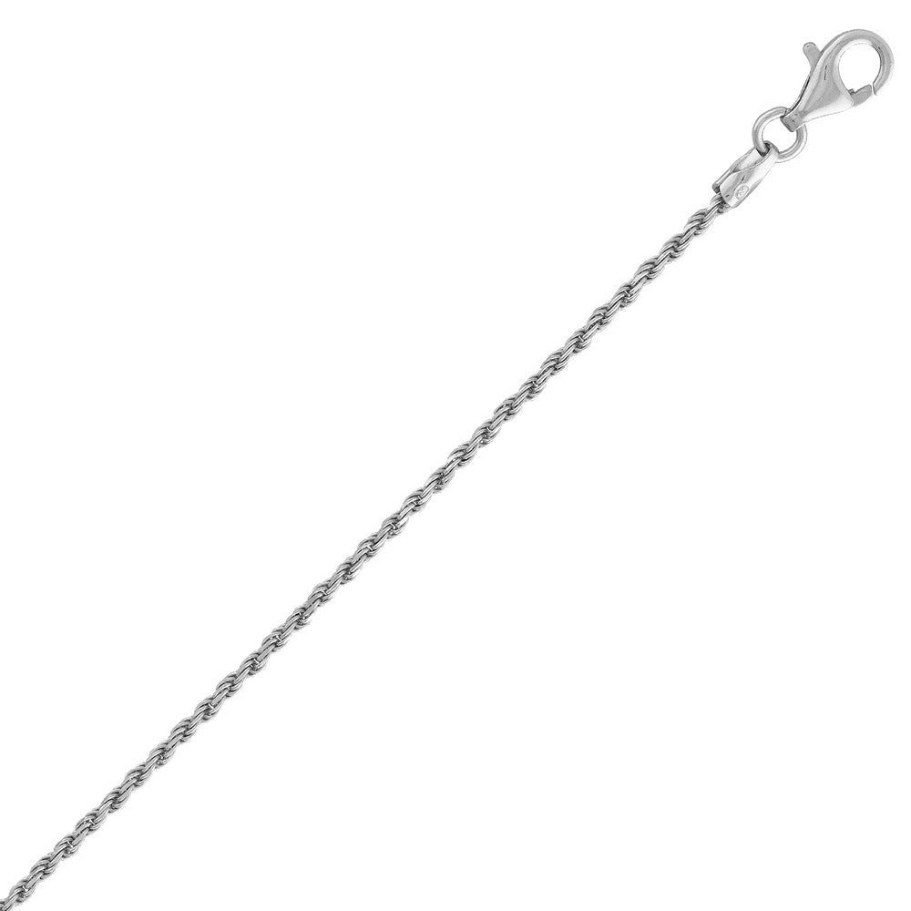 Sterling Silver 1.4mm Rhodium Rope Chain - Rhodium Plated