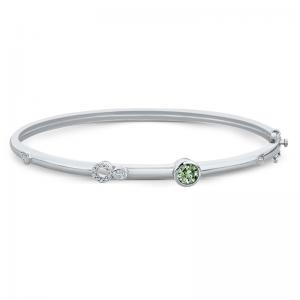 Sterling Silver Bracelet with Green Amethyst and Diamodns