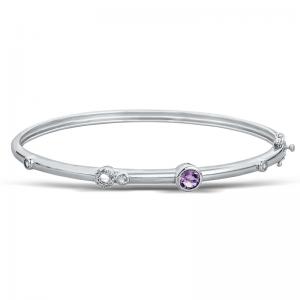 Sterling Silver Bracelet with Amethyst and Diamonds
