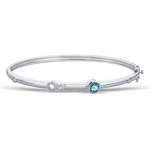 Sterling Silver Bracelet with Blue Topaz and Diamonds