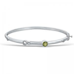 Sterling Silver Bracelet with Peridot and Diamonds