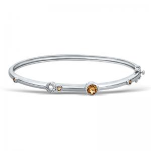 Sterling Silver Bracelet with Citrine and Diamonds