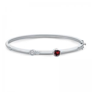 Sterling Silver Bracelet with Garnet and Diamonds