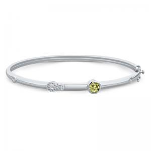 Sterling Silver Bracelet with Lemon Quartz and Diamonds