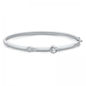 Sterling Silver Bracelet with White Topaz and Diamonds