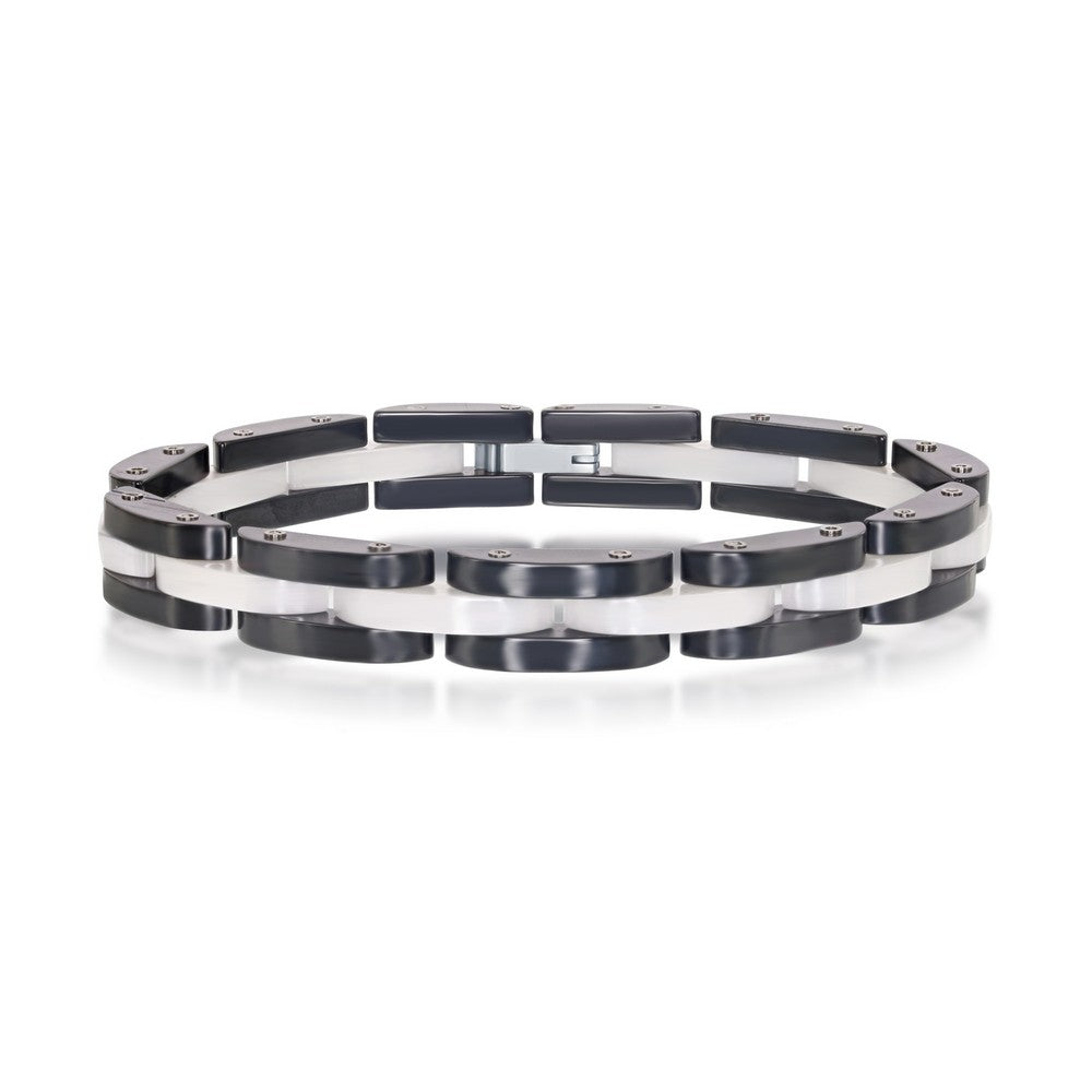 Stainless Steel Black and White Link Bracelet