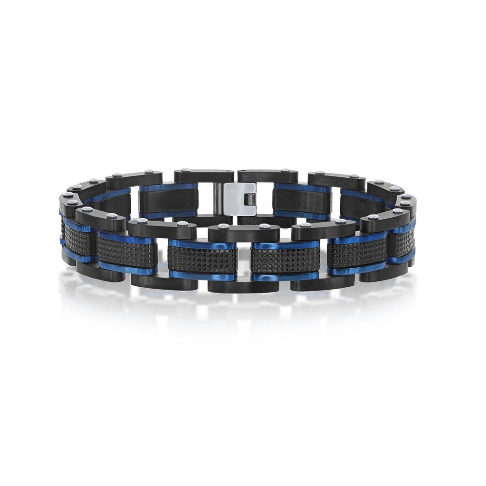 Stainless Steel  Blue and Black Bracelet