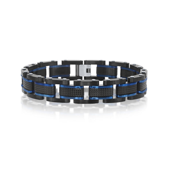 Stainless Steel  Blue and Black Bracelet