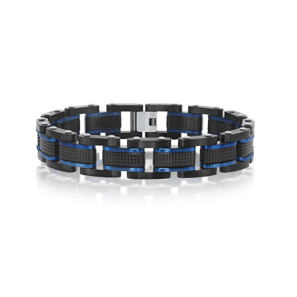 Stainless Steel  Blue and Black Bracelet